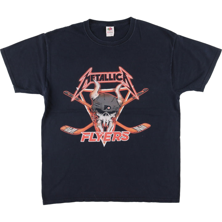 Fruit of the Loom Metallica Skull Pattern Band T-shirt Band Tee Men's L size cotton black type Vintage Second Hand