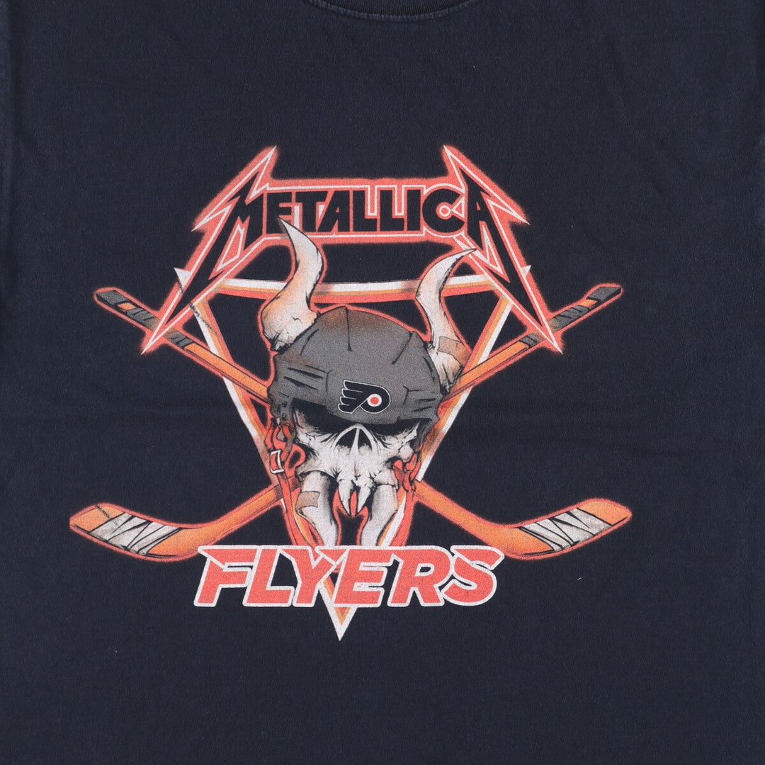 Fruit of the Loom Metallica Skull Pattern Band T-shirt Band Tee Men's L size cotton black type Vintage Second Hand