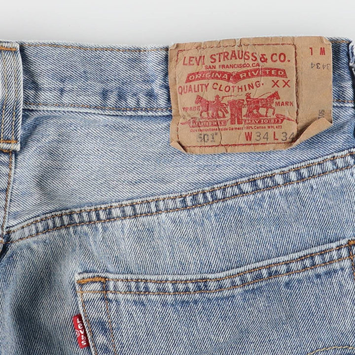Levi's 501 STRAIGHT FIT straight denim pants for men, equivalent to w34 cotton blue type Vintage Second Hand