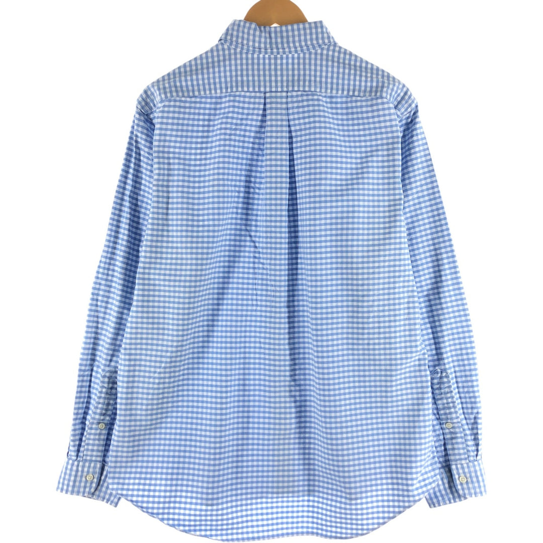 Ralph Lauren Gingham Check Long Sleeve Button-Down Check Shirt, Men's Size L cotton Blue type light blue Vintage Second Hand
