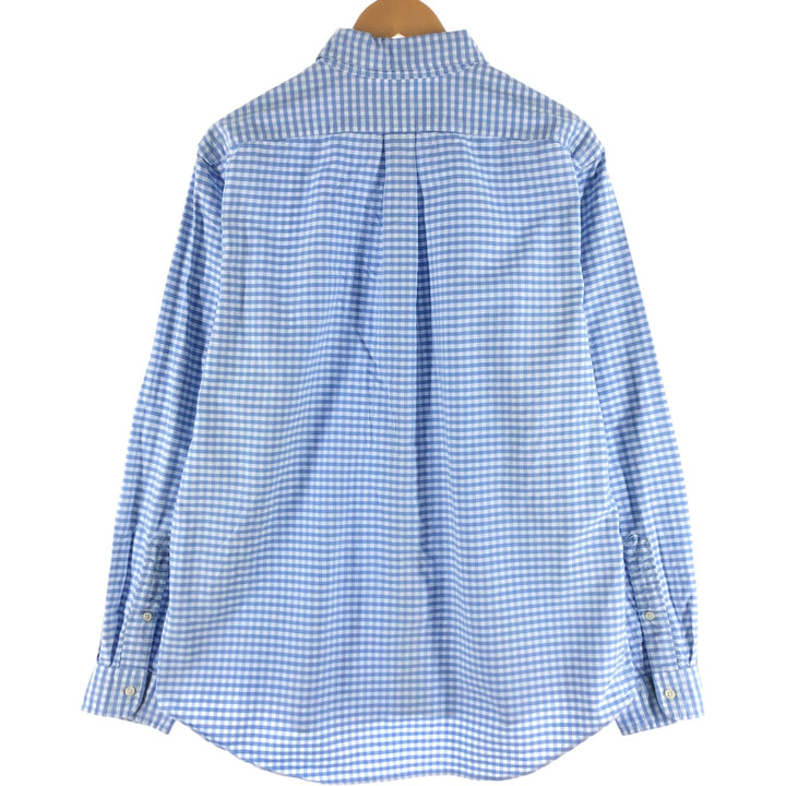 Ralph Lauren Gingham Check Long Sleeve Button-Down Check Shirt, Men's Size L cotton Blue type light blue Vintage Second Hand