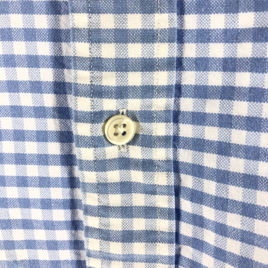 Ralph Lauren Gingham Check Long Sleeve Button-Down Check Shirt, Men's Size L cotton Blue type light blue Vintage Second Hand