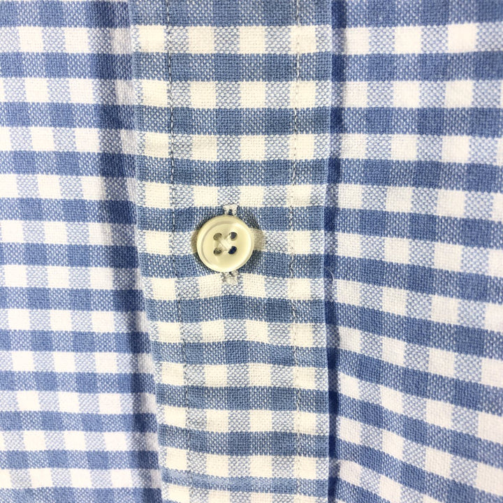 Ralph Lauren Gingham Check Long Sleeve Button-Down Check Shirt, Men's Size L cotton Blue type light blue Vintage Second Hand