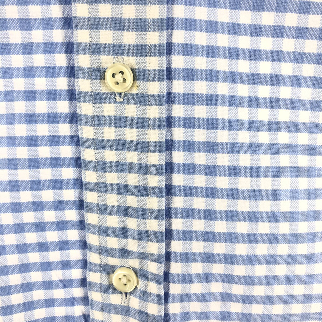 Ralph Lauren Gingham Check Long Sleeve Button-Down Check Shirt, Men's Size L cotton Blue type light blue Vintage Second Hand