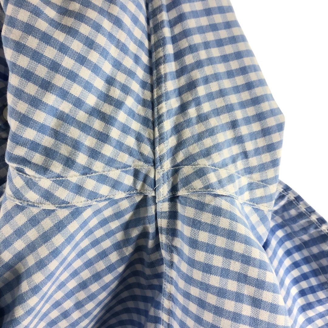 Ralph Lauren Gingham Check Long Sleeve Button-Down Check Shirt, Men's Size L cotton Blue type light blue Vintage Second Hand