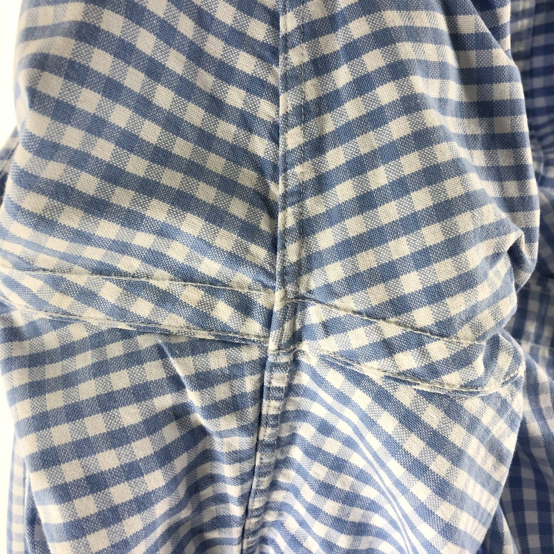 Ralph Lauren Gingham Check Long Sleeve Button-Down Check Shirt, Men's Size L cotton Blue type light blue Vintage Second Hand