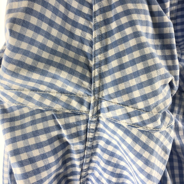 Ralph Lauren Gingham Check Long Sleeve Button-Down Check Shirt, Men's Size L cotton Blue type light blue Vintage Second Hand