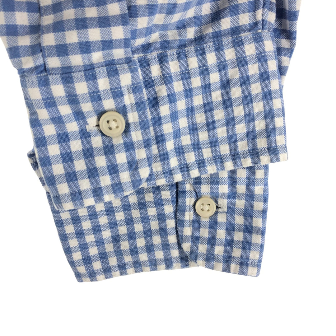 Ralph Lauren Classic Fit Gingham Check Long Sleeve Button Down Check Shirt Men's Size L cotton blue type Vintage Second Hand