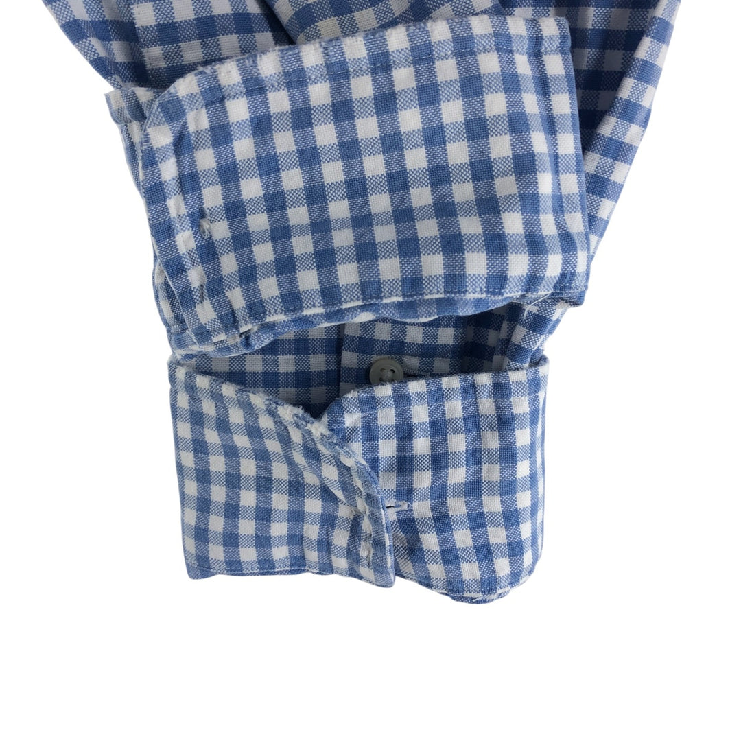 Ralph Lauren Classic Fit Gingham Check Long Sleeve Button Down Check Shirt Men's Size L cotton blue type Vintage Second Hand