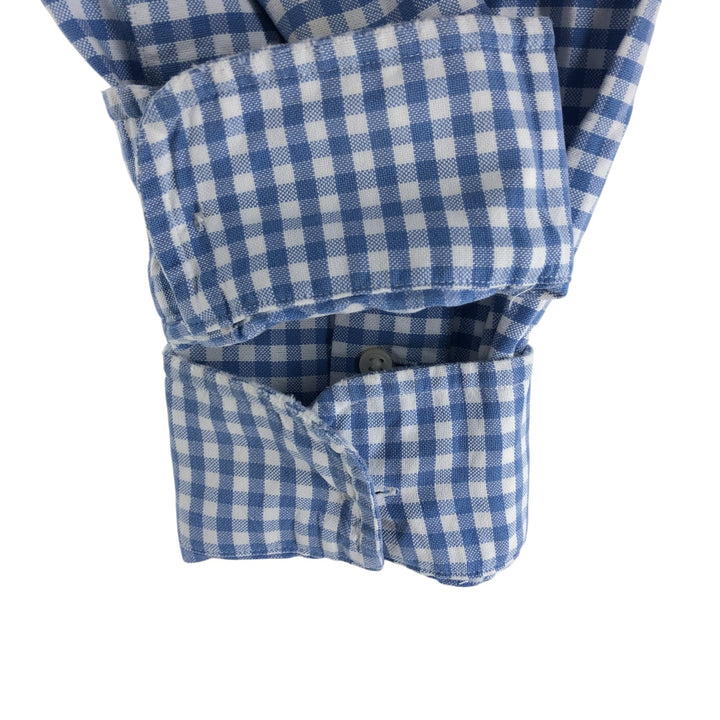 Ralph Lauren Classic Fit Gingham Check Long Sleeve Button Down Check Shirt Men's Size L cotton blue type Vintage Second Hand