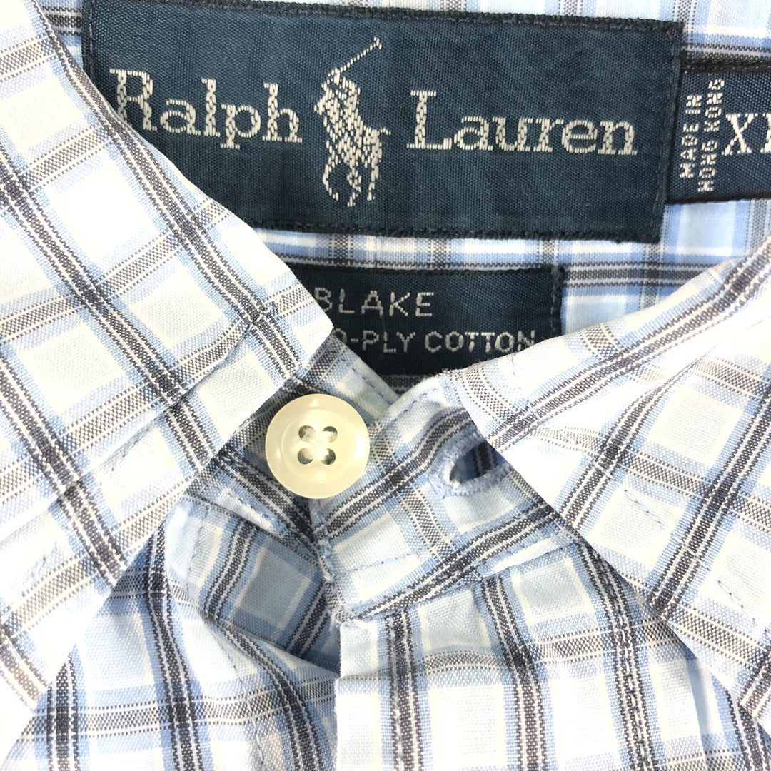 Ralph Lauren BLAKE long sleeve button down check shirt, men's XL size cotton blue type Vintage Second Hand