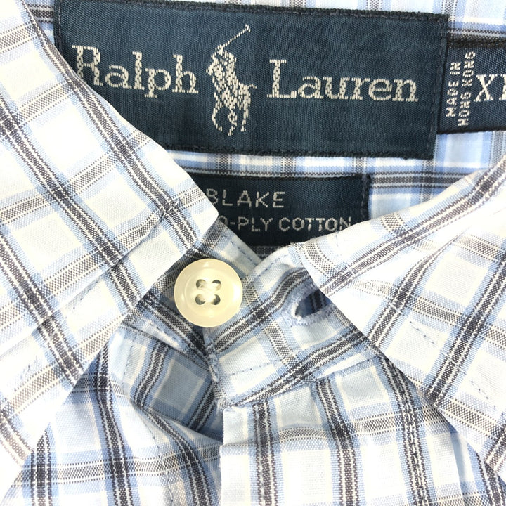Ralph Lauren BLAKE long sleeve button down check shirt, men's XL size cotton blue type Vintage Second Hand