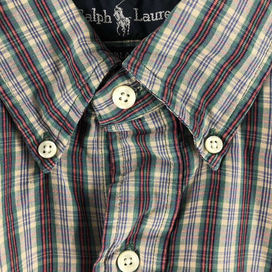 Ralph Lauren BLAKE long sleeve button down check shirt, men's XL size cotton blue type Vintage Second Hand