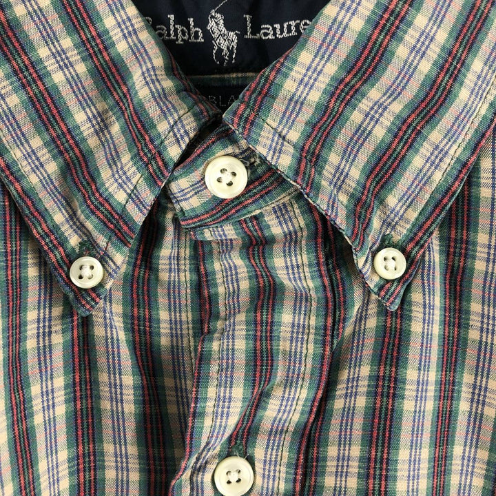 Ralph Lauren BLAKE long sleeve button down check shirt, men's XL size cotton blue type Vintage Second Hand