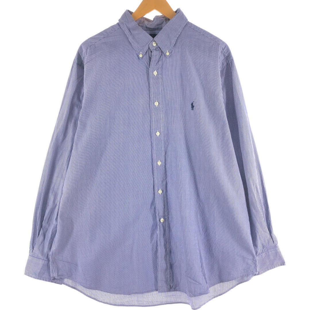 Ralph Lauren Classic Fit Gingham Check Long Sleeve Button Down Check Shirt Men's XXL cotton Purple type blue-purple Vintage Second Hand