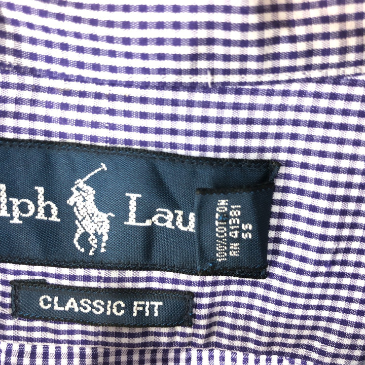 Ralph Lauren Classic Fit Gingham Check Long Sleeve Button Down Check Shirt Men's XXL cotton Purple type blue-purple Vintage Second Hand