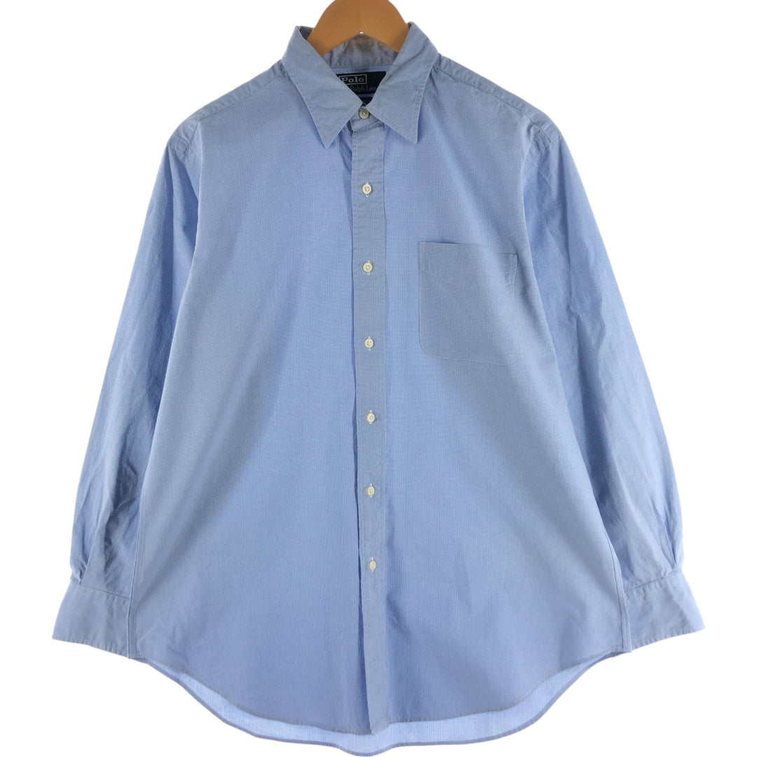Ralph Lauren POLO by Ralph Lauren ANDREW CLASSIC FIT Houndstooth Pattern Long Sleeve Cotton Shirt Men's XL cotton blue type Vintage Second Hand