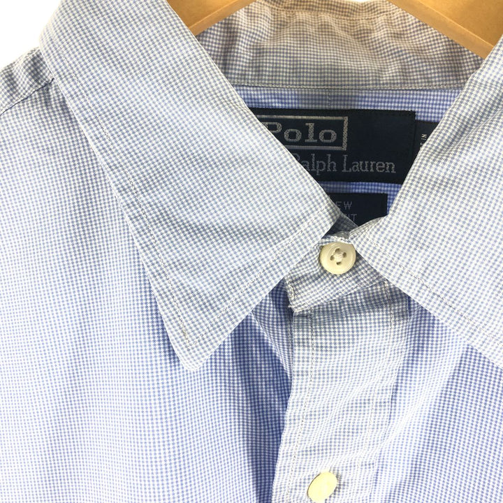 Ralph Lauren POLO by Ralph Lauren ANDREW CLASSIC FIT Houndstooth Pattern Long Sleeve Cotton Shirt Men's XL cotton blue type Vintage Second Hand