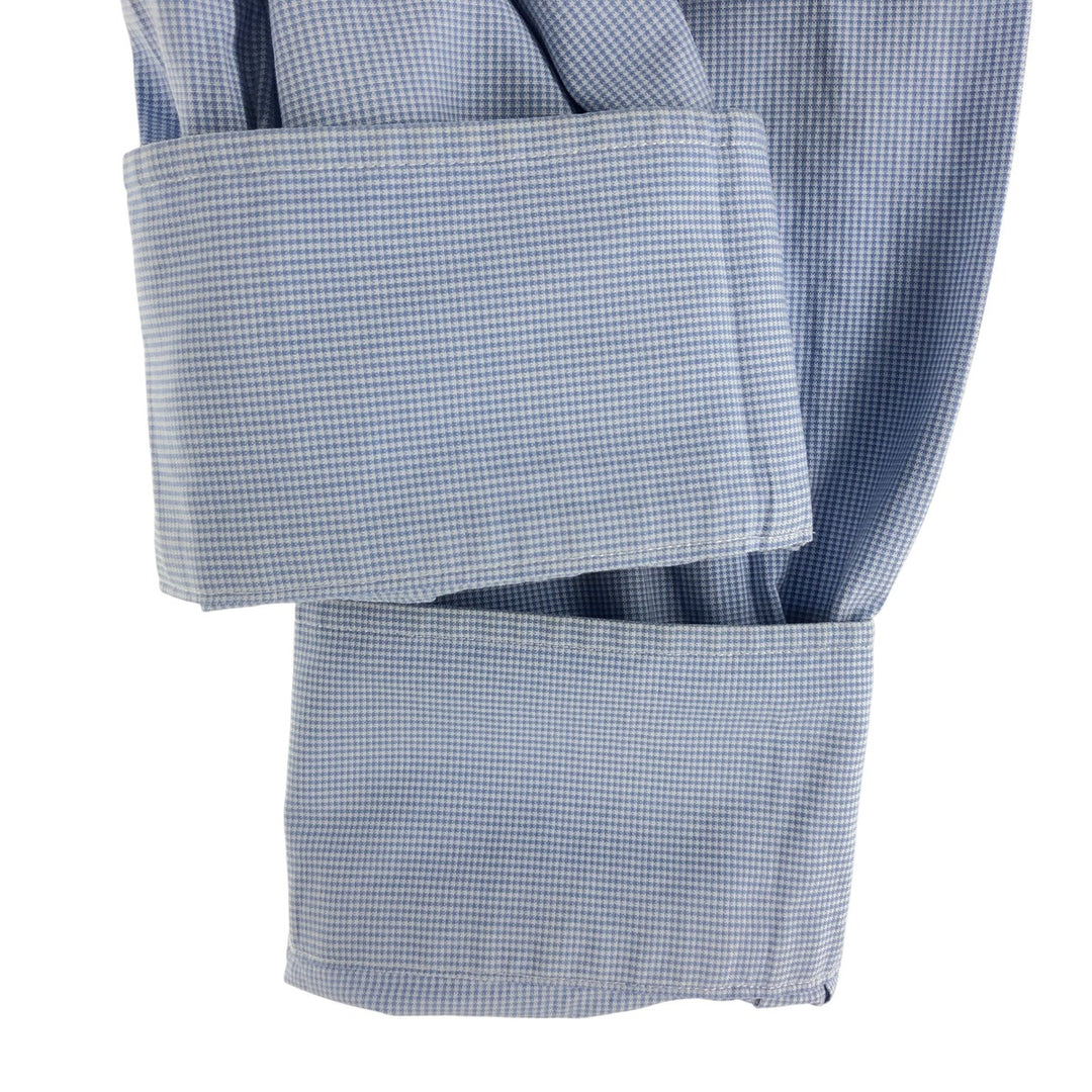 Ralph Lauren POLO by Ralph Lauren ANDREW CLASSIC FIT Houndstooth Pattern Long Sleeve Cotton Shirt Men's XL cotton blue type Vintage Second Hand