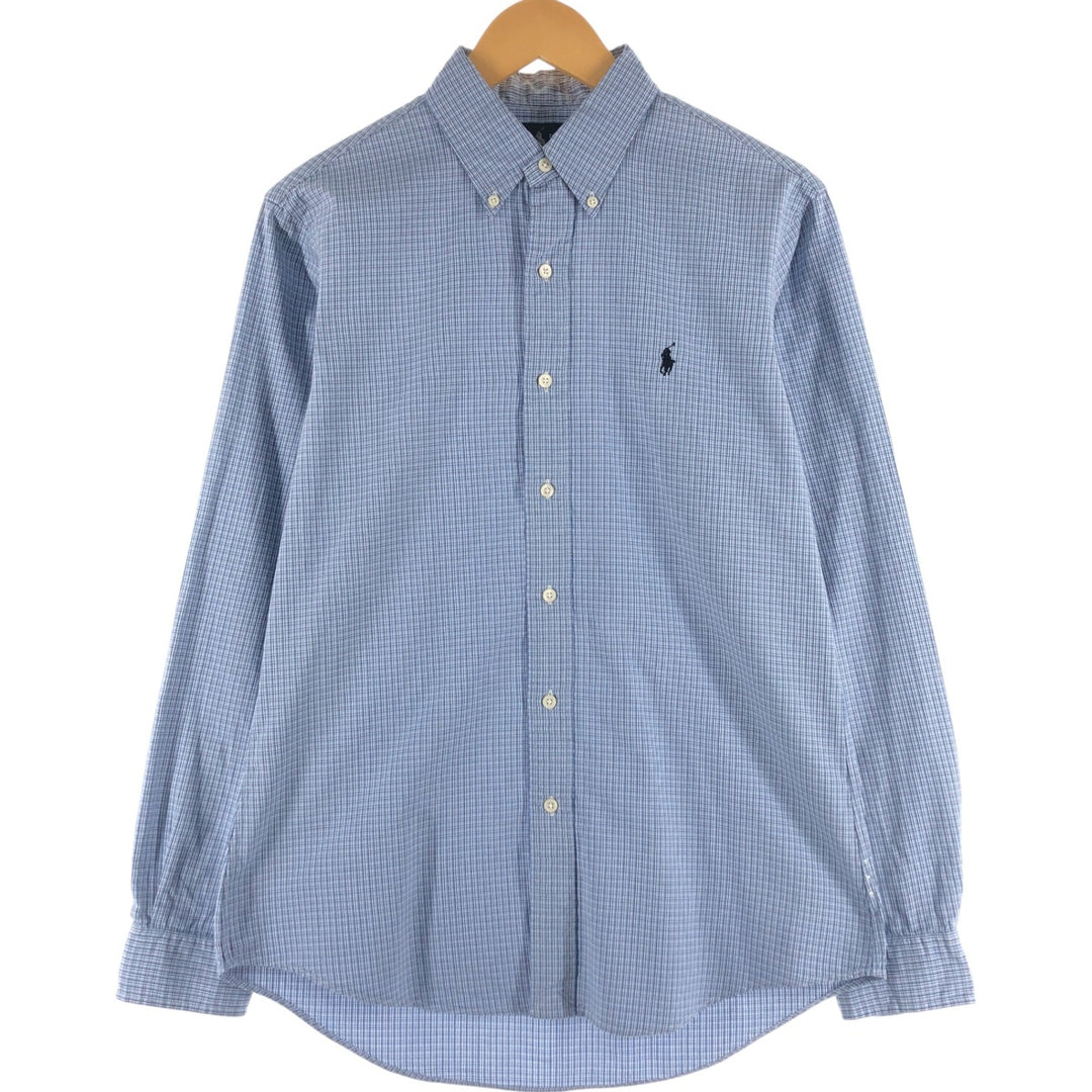 Ralph Lauren CUSTOM FIT long sleeve button down check shirt men's size M cotton blue type Vintage Second Hand