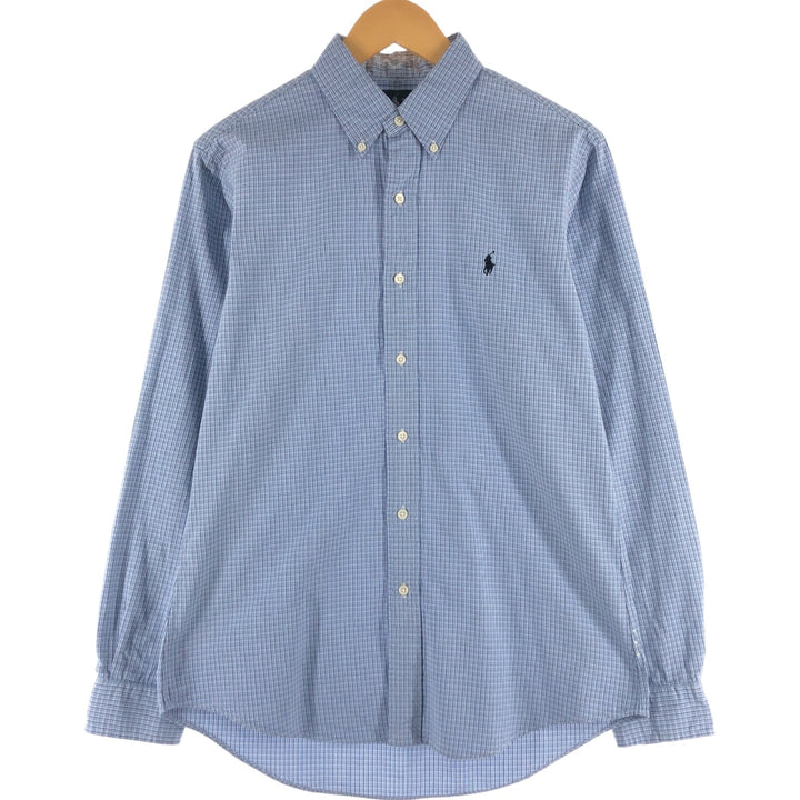 Ralph Lauren CUSTOM FIT long sleeve button down check shirt men's size M cotton blue type Vintage Second Hand