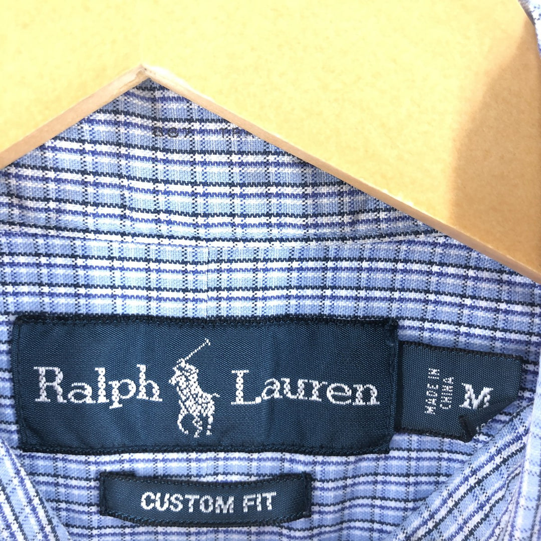 Ralph Lauren CUSTOM FIT long sleeve button down check shirt men's size M cotton blue type Vintage Second Hand