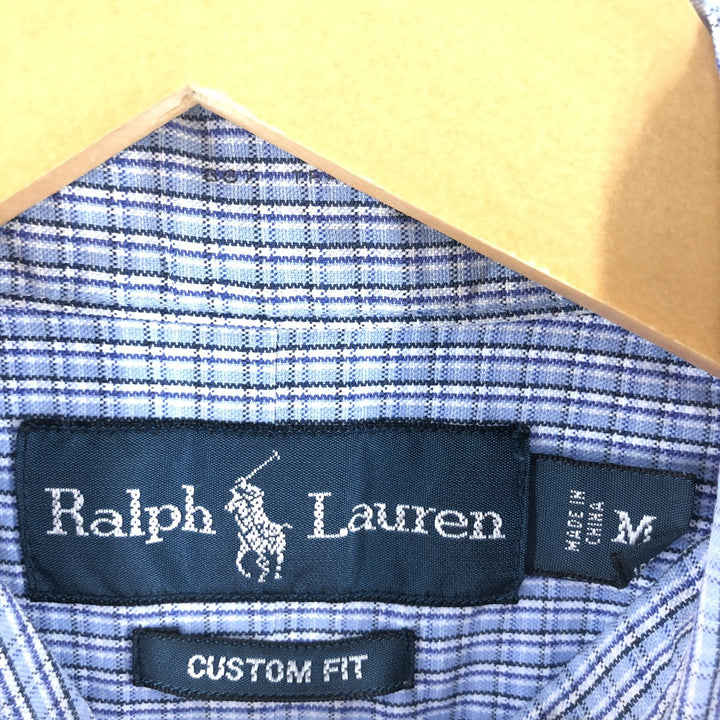 Ralph Lauren CUSTOM FIT long sleeve button down check shirt men's size M cotton blue type Vintage Second Hand