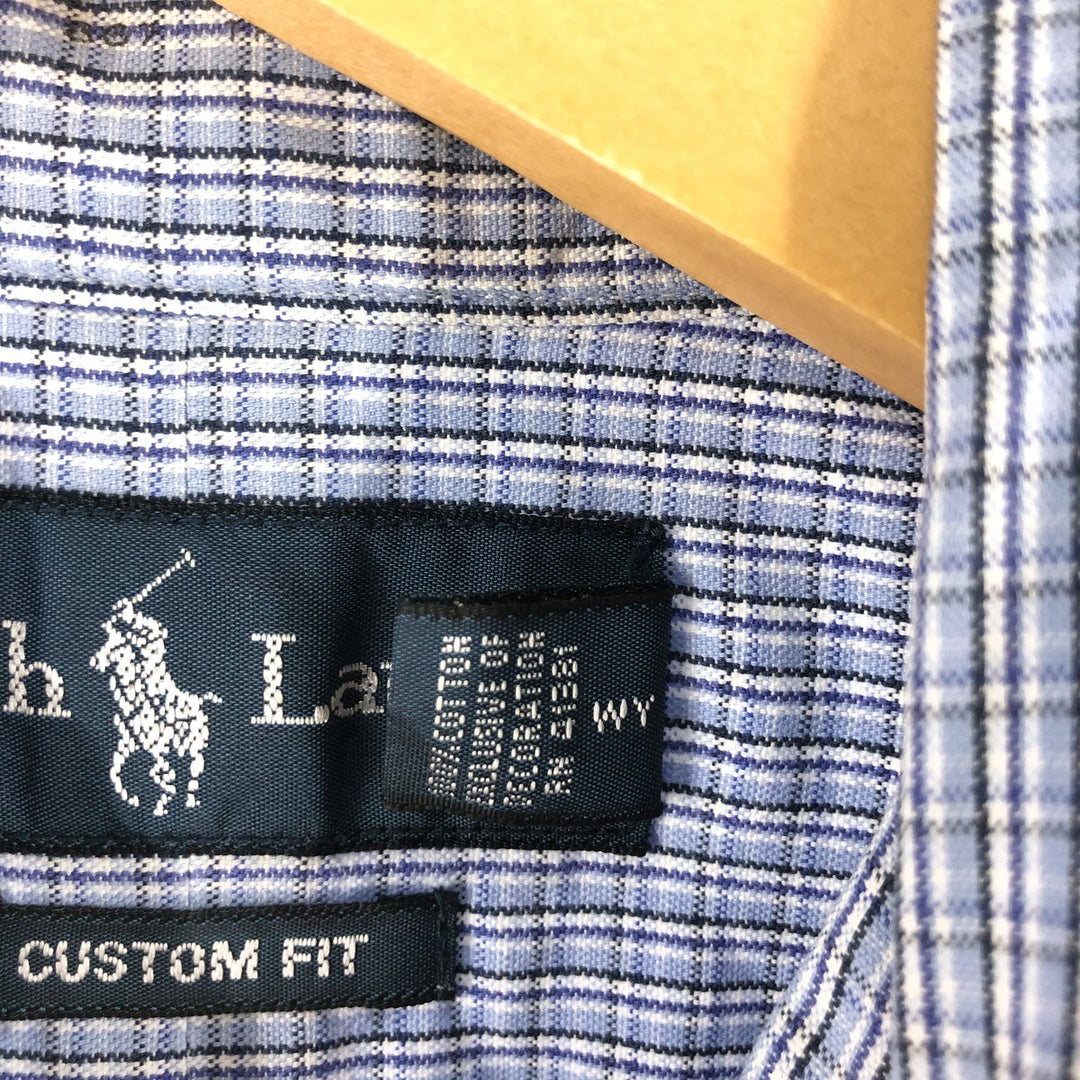 Ralph Lauren CUSTOM FIT long sleeve button down check shirt men's size M cotton blue type Vintage Second Hand