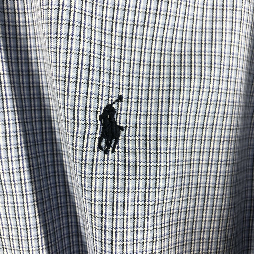 Ralph Lauren CUSTOM FIT long sleeve button down check shirt men's size M cotton blue type Vintage Second Hand