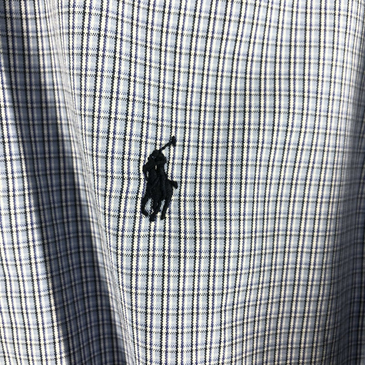Ralph Lauren CUSTOM FIT long sleeve button down check shirt men's size M cotton blue type Vintage Second Hand