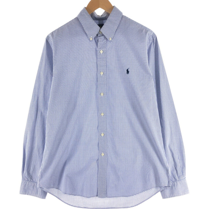 Ralph Lauren Gingham Check Long Sleeve Button-Down Check Shirt, Men's Size L cotton blue type Vintage Second Hand