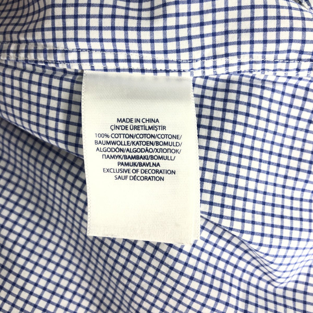 Ralph Lauren Gingham Check Long Sleeve Button-Down Check Shirt, Men's Size L cotton blue type Vintage Second Hand