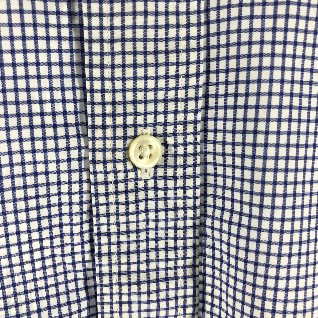 Ralph Lauren Gingham Check Long Sleeve Button-Down Check Shirt, Men's Size L cotton blue type Vintage Second Hand