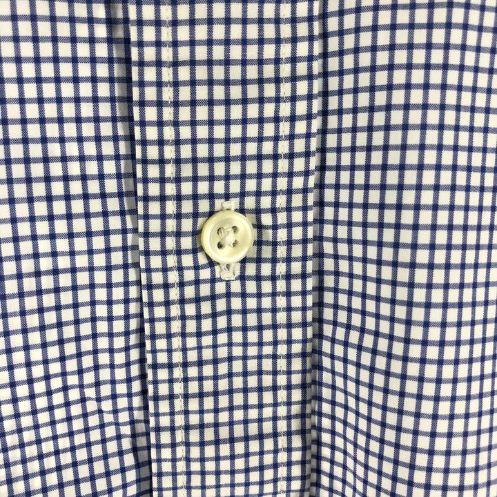 Ralph Lauren Gingham Check Long Sleeve Button-Down Check Shirt, Men's Size L cotton blue type Vintage Second Hand