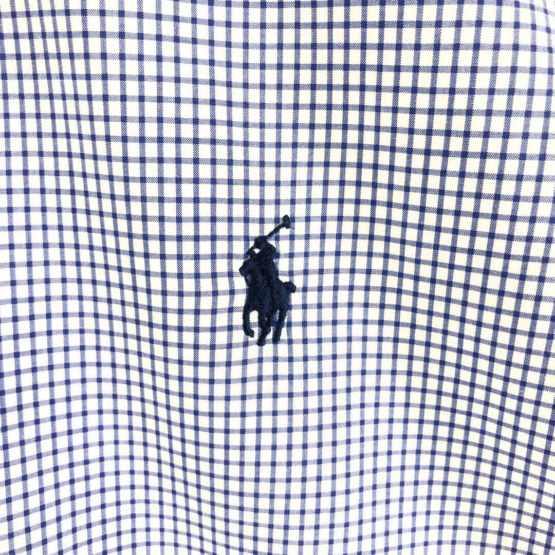 Ralph Lauren Gingham Check Long Sleeve Button-Down Check Shirt, Men's Size L cotton blue type Vintage Second Hand