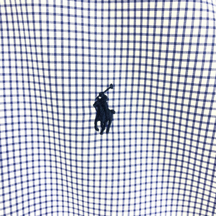 Ralph Lauren Gingham Check Long Sleeve Button-Down Check Shirt, Men's Size L cotton blue type Vintage Second Hand