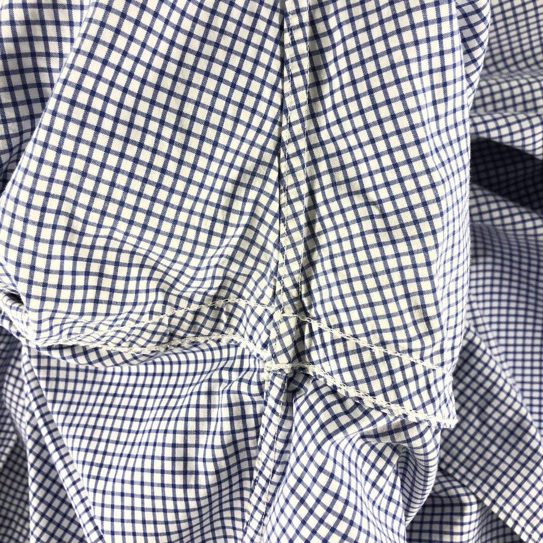 Ralph Lauren Gingham Check Long Sleeve Button-Down Check Shirt, Men's Size L cotton blue type Vintage Second Hand