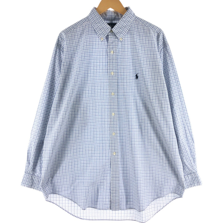 Ralph Lauren YARMOUTH Long Sleeve Button Down Check Shirt Men's XL cotton Purple type blue-purple Vintage Second Hand
