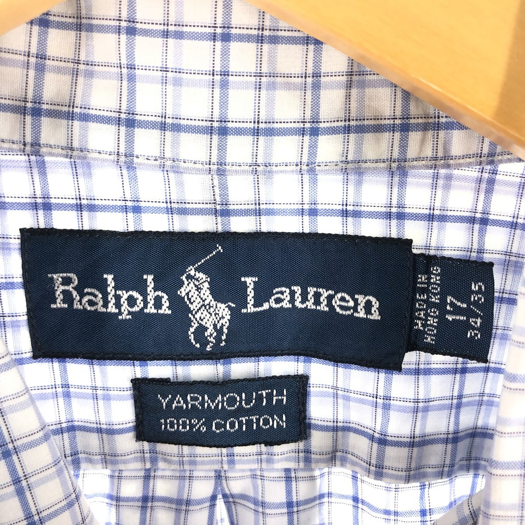 Ralph Lauren YARMOUTH Long Sleeve Button Down Check Shirt Men's XL cotton Purple type blue-purple Vintage Second Hand