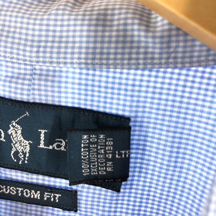 Ralph Lauren Gingham Check Long Sleeve Button-Down Check Shirt Men's XL cotton blue type Vintage Second Hand