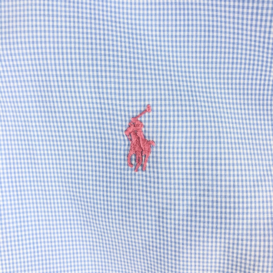 Ralph Lauren Gingham Check Long Sleeve Button-Down Check Shirt Men's XL cotton blue type Vintage Second Hand