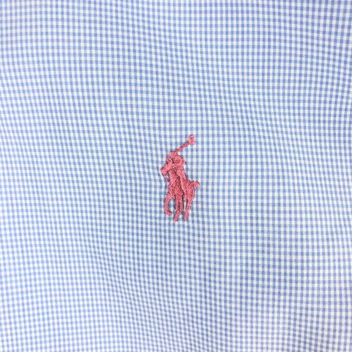 Ralph Lauren Gingham Check Long Sleeve Button-Down Check Shirt Men's XL cotton blue type Vintage Second Hand