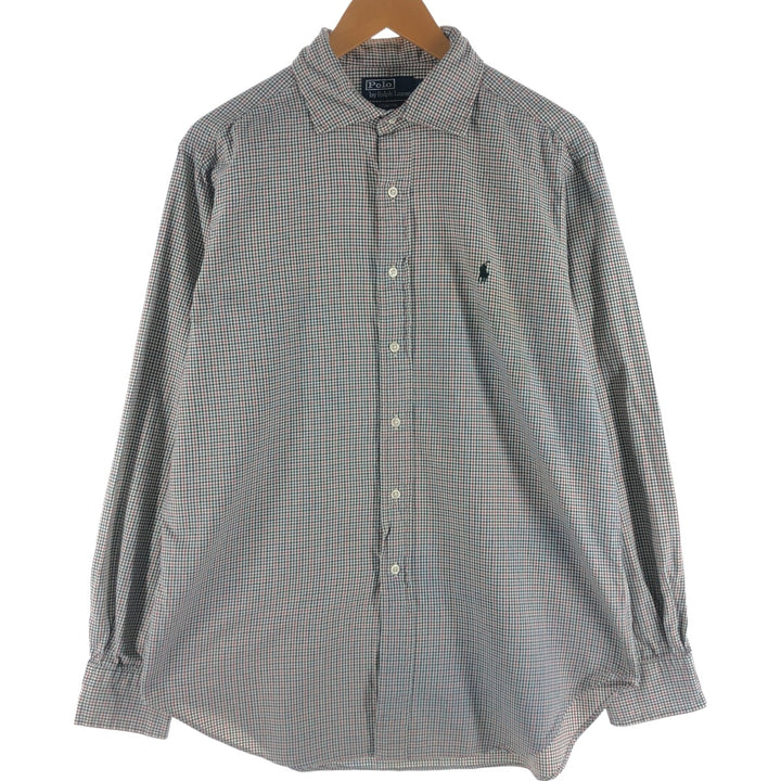 POLO by Ralph Lauren STATON CLASSIC FIT wide collar long sleeve cotton check shirt, men's size L cotton red type Vintage Second Hand
