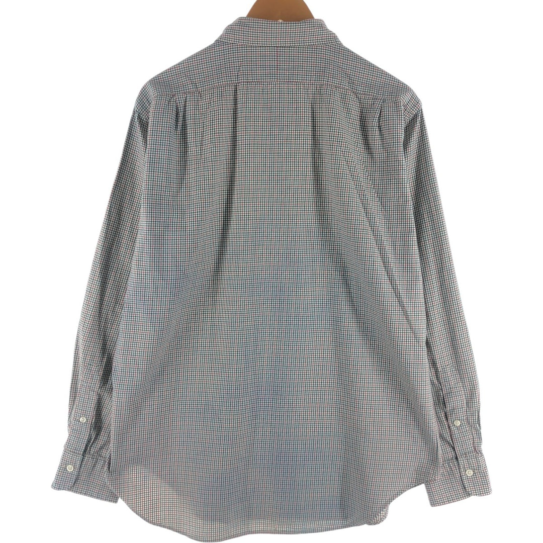 POLO by Ralph Lauren STATON CLASSIC FIT wide collar long sleeve cotton check shirt, men's size L cotton red type Vintage Second Hand