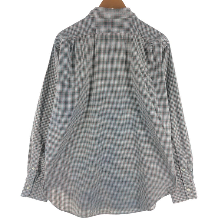 POLO by Ralph Lauren STATON CLASSIC FIT wide collar long sleeve cotton check shirt, men's size L cotton red type Vintage Second Hand