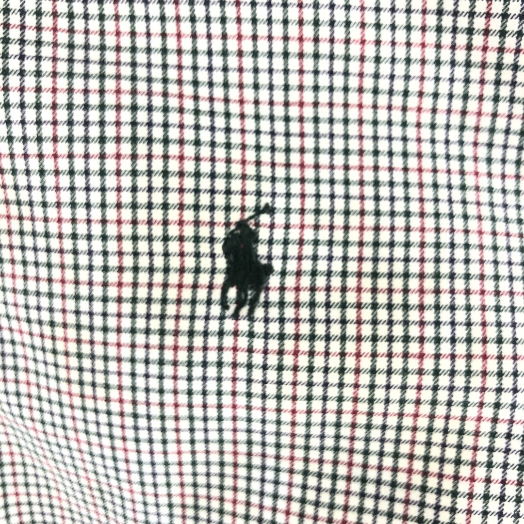 POLO by Ralph Lauren STATON CLASSIC FIT wide collar long sleeve cotton check shirt, men's size L cotton red type Vintage Second Hand