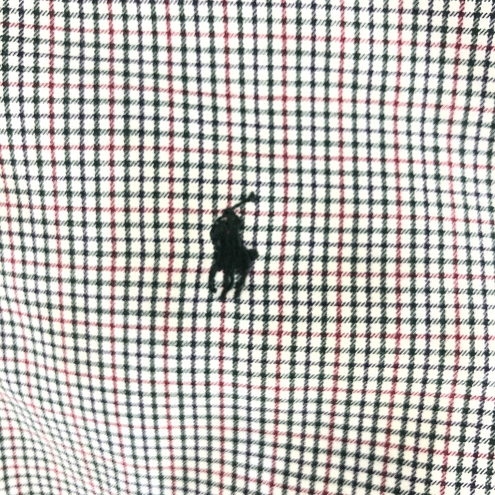 POLO by Ralph Lauren STATON CLASSIC FIT wide collar long sleeve cotton check shirt, men's size L cotton red type Vintage Second Hand