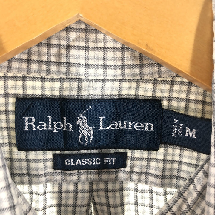 Ralph Lauren Classic Fit Long Sleeve Button Down Check Shirt Men's M cotton gray type Vintage Second Hand