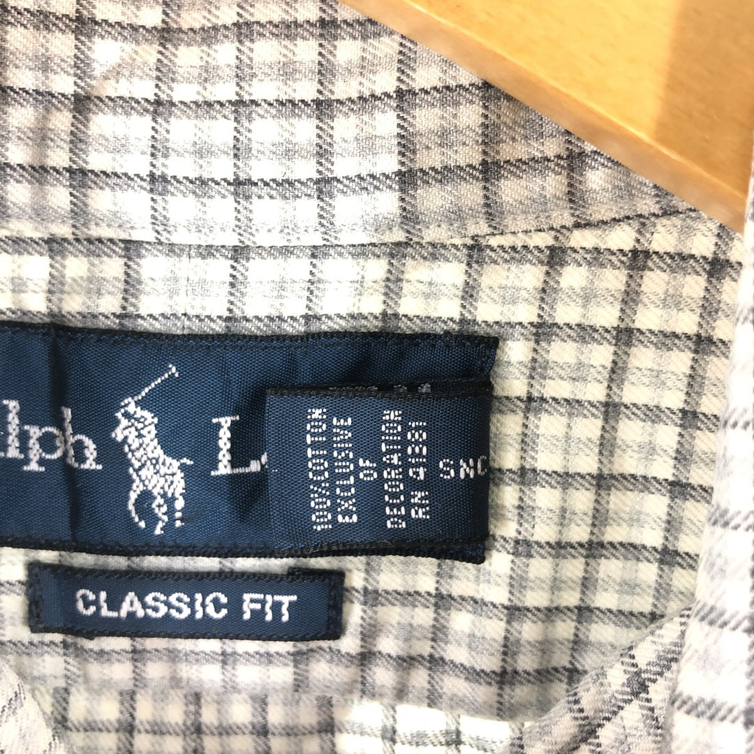 Ralph Lauren Classic Fit Long Sleeve Button Down Check Shirt Men's M cotton gray type Vintage Second Hand