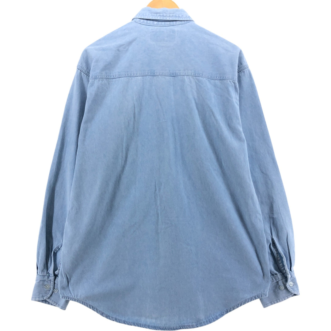 Harley-Davidson Long Sleeve Denim Shirt, Men's Size L cotton blue type Vintage Second Hand